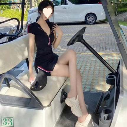 Hot Girls Summer New Sexy Figure Hooded Tight Low-cut V-neck Hip Short-sleeved dress Women