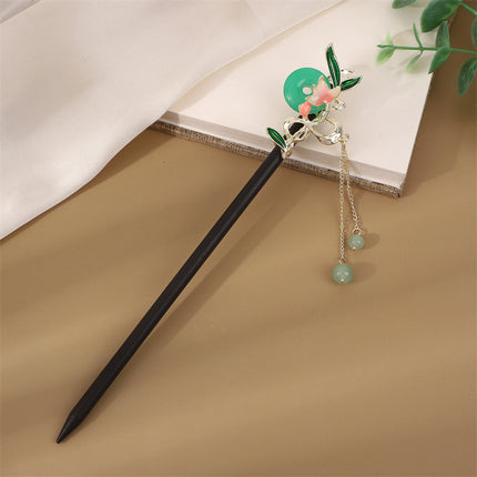 Antique Hairpin Step Tassel Wood Hairpin Imitation Ebony Headwear Disc Hair Simple Accessories Ancient Dress Hairpin Women's Hair