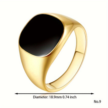 Foreign trade jewelry Europe and the United States personality simple square black oil men's ring ring