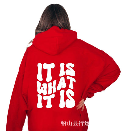 Cross-Border Export Women's Fleece Hoodie New Style Back Letter Print Hooded Sweatshirt Harajuku Hooded Top