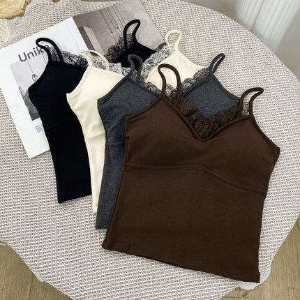 22178# hanger dongdaemun thread cotton fleece-lined lace stitching with chest pad slim fashion bottoming camisole