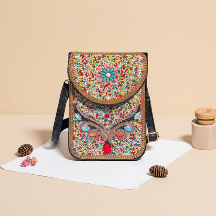 Bohemian Women's Mobile Phone Bag Xinjiang Inner Mongolia Yunnan Tourist Souvenirs Retro Heavy Industry Rice Bead Shoulder Bag