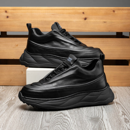 Factory Direct Supply Cowhide Shoes Men's Shoes Niche Design Bread Shoes Trend Thick Bottom Ultra Light Casual Leather Shoes fleece-lined Trendy