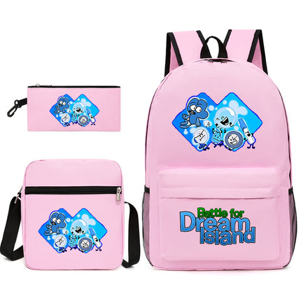 Battle for Dream Island Backpack Dream Island Schoolbag Three-Piece Canvas Backpack