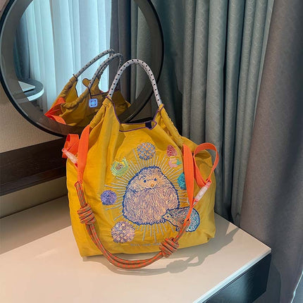ball chain Japanese high quality eco-friendly shopping bag embroidered hand canvas bag nylon shopping bag