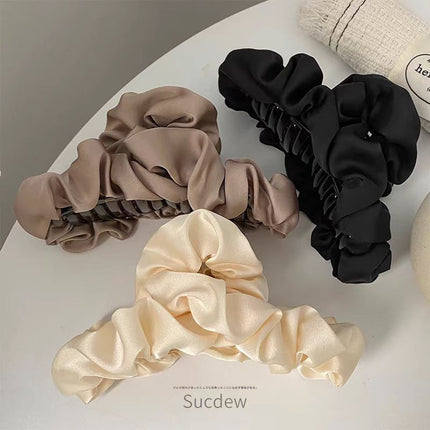 French fabric shark clip hair accessories show hair cloud fold grip clip temperament fashion back of the head hair clip wholesale