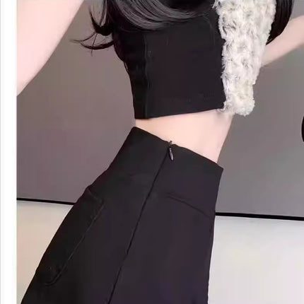 plus size Black Shorts Women's 2024 New Autumn High Waist Small A Word All-match Slimming Casual Suit Shorts