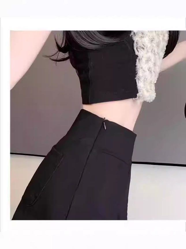 plus size Black Shorts Women's 2024 New Autumn High Waist Small A Word All-match Slimming Casual Suit Shorts