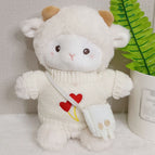White double heart sweater + white bag / About 23cm