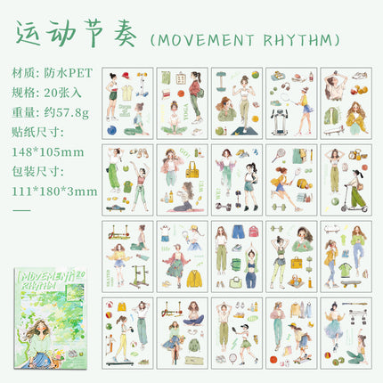 ZABC cross-border die-cut PET sticker book chasing ordinary series 20 characters life hand account collage stickers