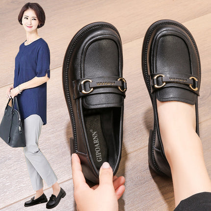 Mom's Shoes for Spring and Autumn, Non-Slip, Comfortable for Middle-Aged Women, New Soft-Soled 2026 Leather Shoes for Middle-Aged and Elderly, Soft Surface Single Shoes