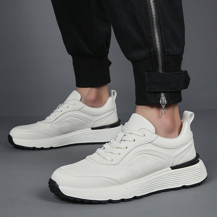 Genuine Leather Sneakers Casual Men's Shoes Spring Versatile Thick-Soled Dad-Style Cowhide Running Shoes Men's 6338 Comfortable