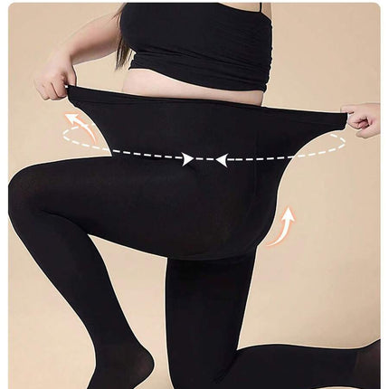 Cross-Border Popular Micro-Pressure Black Leggings 200g Fleece-Lined Thickeneded Large Size Women's One-Piece High-Waisted Pantyhose