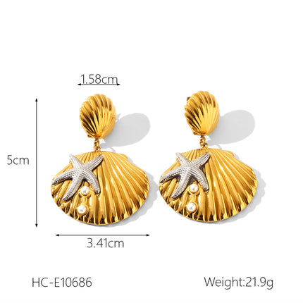 European and American design sense stainless steel earrings gold and silver color matching smooth geometric texture earrings sun five-pointed star earrings for women