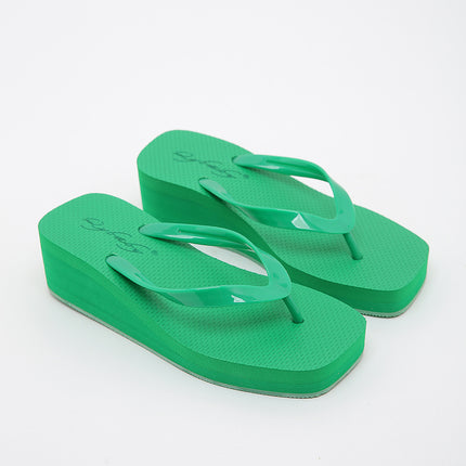 QYBABY Thick-soled Flip-flops Shoes Popular Online Popular Women's Summer Square 5CM Fashion Flip-flops Anti-slip Outer Wear