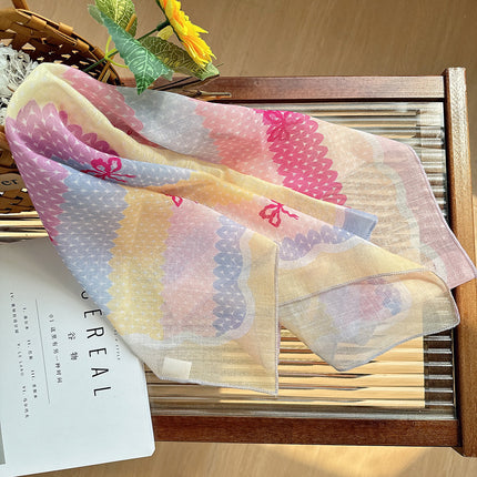 Celebrity style cotton and linen square scarf women's 58cm lightweight breathable small scarf Beautiful atmosphere photography accessories headscarf