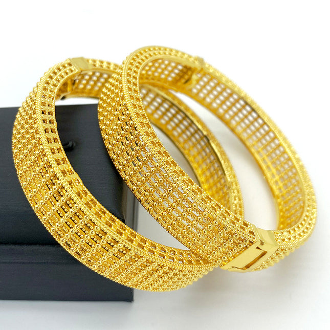 European and American live cross-border hot gold bracelet Dubai African bridal wedding open gold-plated bracelet factory wholesale