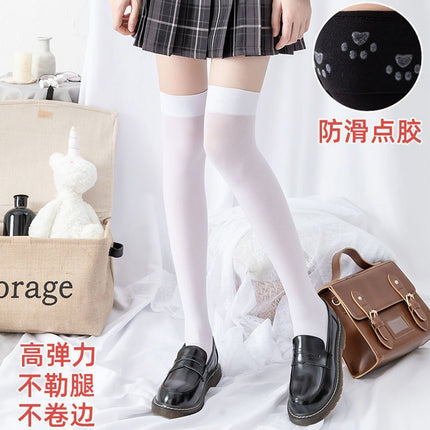 Silicone Non-slip Anti-drop Slimming Shallow Socks Spring and Summer Mid-tube Silk Stockings Half-knee Socks Thin Japanese Style Stockings for Women