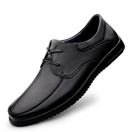 Men's First-Layer Leather Shoes, Business Formal Wear, Men's Middle-Aged Soft-Soled Cowhide Dad Shoes, Summer Breathable Lace-Up Genuine Leather Men's Shoes