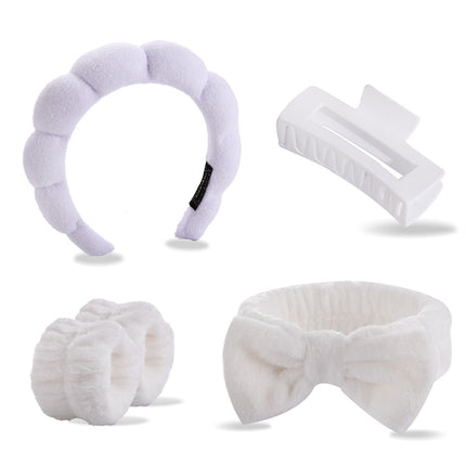Cross-border Amazon Face Wash Hair Band Five suit Sponge Twist High Cranial Top Head Band Wrist Band Hair Band