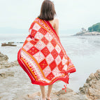 M184-01 color block square-red / 180*90cm