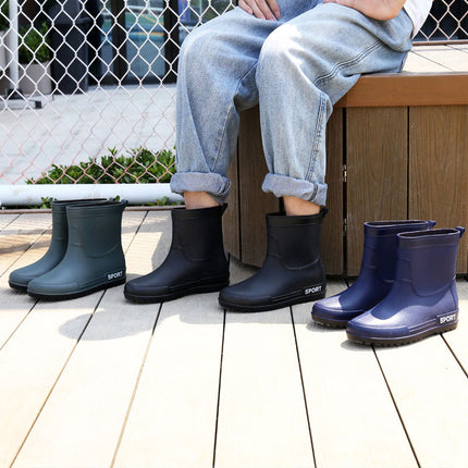 Cross-Border Fashion Popular Men's Rain Boots Mid-Tube Water Shoes Kitchen Takeaway Rain Boots Foreign Trade Fishing Waterproof Rubber Shoes Dropshipping
