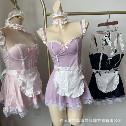 Sexy Lingerie Maid Outfit Cute Japanese Anime Otherworld Restaurant Cafe Work Uniform Long Dress Maid Cosplay Costume