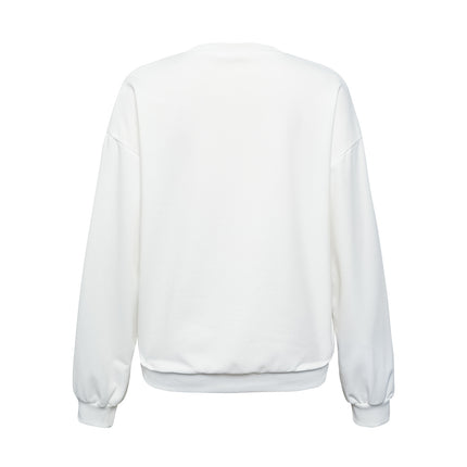 Fashion Joker Shoulder Crew Neck Sweat Cattle Head Letter Print