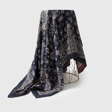 New Style Women's Silk Wool Scarf, Retro Printed Square Scarf, Sun Protection and Warm Neck Scarf, Dual-Use Decorative Scarf