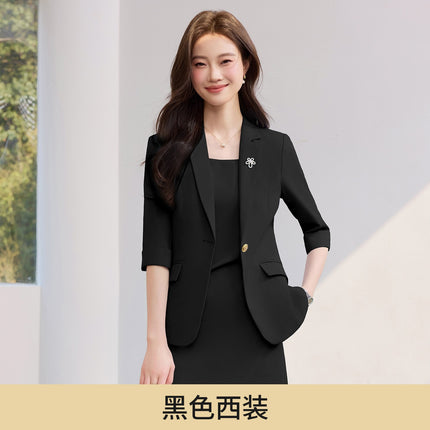 New Blue Suit Jacket Women's Suit dress Dress Two-piece Autumn and Winter Elegant Small Chanel Style Business Wear