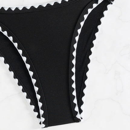 Billion Swimming Europe and America 2025 New Women's Swimsuit Split Sexy Black Flower Bud Bikini suit Bijini Cross