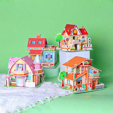 Paper 3D Stereo Puzzle Education School Model DIY Handmade Kidsren's Educational Toys Girls Kindergarten Wholesale