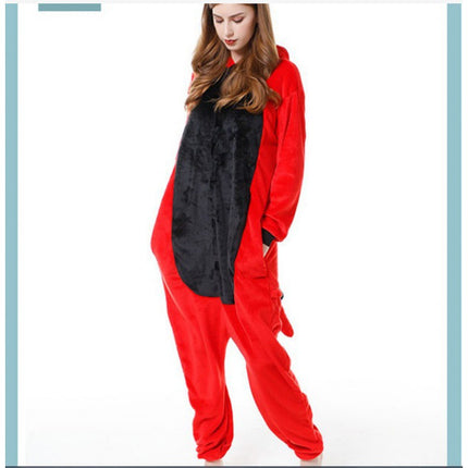 Autumn and Winter Flannel Dragon Training Cartoon Cheshire Cat Dinosaur Siaman Pajamas for Men and Women Tianma Home Clothes Clown Husky