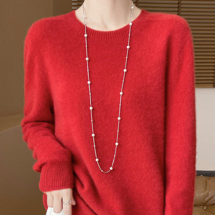 One-Line Ready-To-Wear Round Neck Wool Sweater Seamless Stereo Knitted 100% Wool Zero-Touch Autumn and Winter Seamless Base Sweater