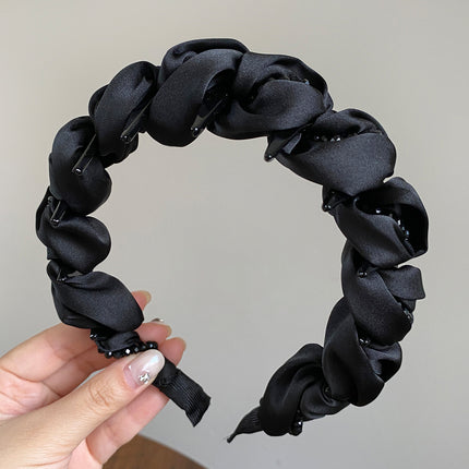 Minimalist High-End Cloud Bubble Crystal Wrapped Toothed Headband for Women, Fluffy High Crown, Face-Slimming Stylish Headband