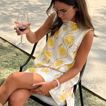 Cross-Border European and American Women's Clothing Summer Fashion Mini Casual Vacation Floral Dress European and American Style