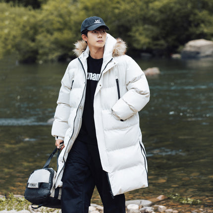 New Long Men's Big Wool Collar Thickened Extra Large Warm and Cold-proof Fashionable Jacket for Youth Fashionable Couple Clothes plus size Bread Clothes