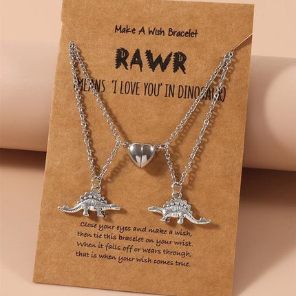Cross-border special necklace Europe and the United States new three-dimensional cute dinosaur love magnetic buckle attractive lovers friendship necklace suit