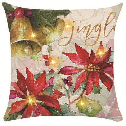 New Amazon Christmas decorative pillow cover snowman printed cushion cover LED pillow light cushion customization