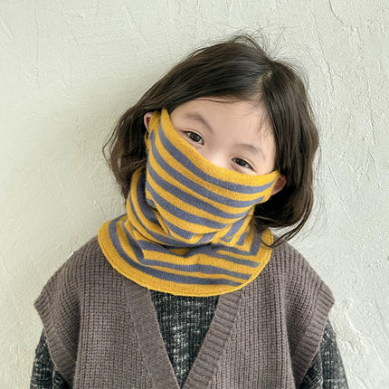 Autumn and winter striped children's scarf warm all-match knitted baby's scarf Korean version of boys and girls wool neck sleeve