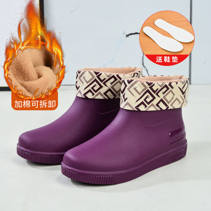 Cross-Border Hot-Selling Low-Cut Rain Boots for Women, Fashionable Water Shoes, New Non-Slip Rain Boots, Adult Warm Water Boots, Rubber Shoes Wholesale