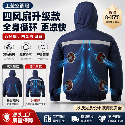 Summer Air-Conditioned Clothing for Outdoor Labor Protection, Cooling and Sun Protection Clothing, Hooded Fan Clothing for Men and Women, Specially Designed for Outdoor Labor Protection