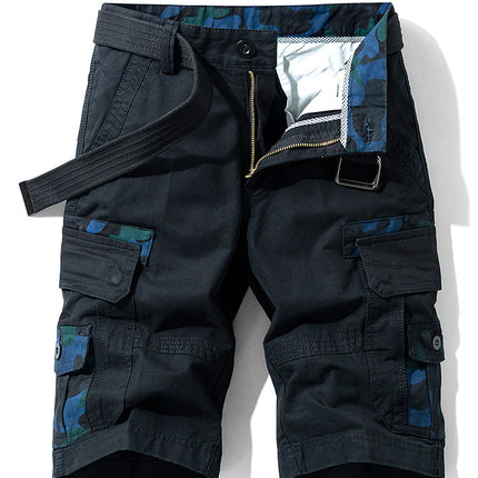 Men's Trendy Casual Pants Japanese Tooling Shorts Functional Straight Multi-Bag Pants Cross-Border Amazon