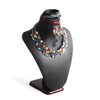 Wooden neck black leather multi-purpose mannequin stand