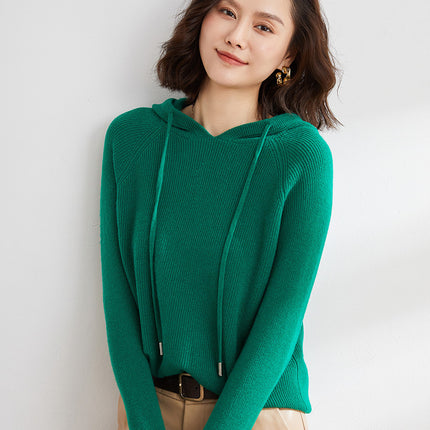 Hooded Knit Sweater for Women 2025 Autumn and Winter New Loose Cable Knit Hooded Sweatshirt Thickened Casual Sweater Base Layer
