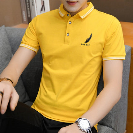 Young Men's Short-Sleeved Polo Shirt New Men's Large Size Short t Youth Half-Sleeved T-Shirt Student Polo Shirt