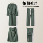 Cotton and linen dark green suit / M