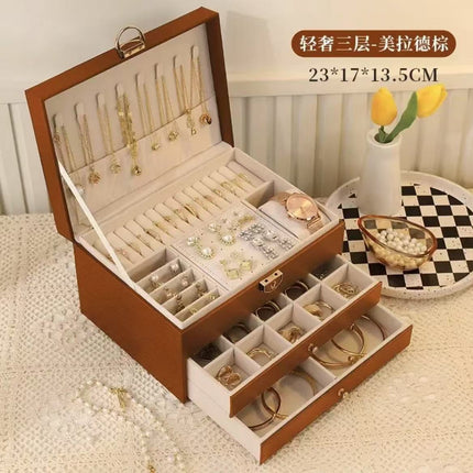 Jewelry Box with Password Lock, Multi-Layer Jewelry Storage Box, Gold Jewelry, Wedding Gift, Large Capacity, Dust-Proof Storage Function