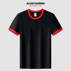 [long-staple cotton color-blocked short sleeves] mshj-25662 black and red / S