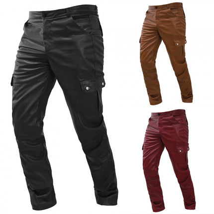 2024 Cross-Border Hot-Selling Wish Hot-Selling European and American Color Pu Strap Casual Men's Leather Pants Pk01